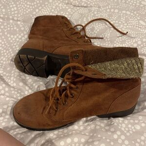 Brown Lace-Up Ankle Boots